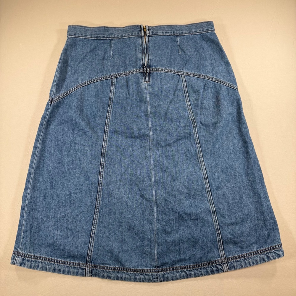 Old Navy Drapey Denim High-Rise Midi Skirt Blue‎ A-Line 14 Cotton - Picture 2 of 6